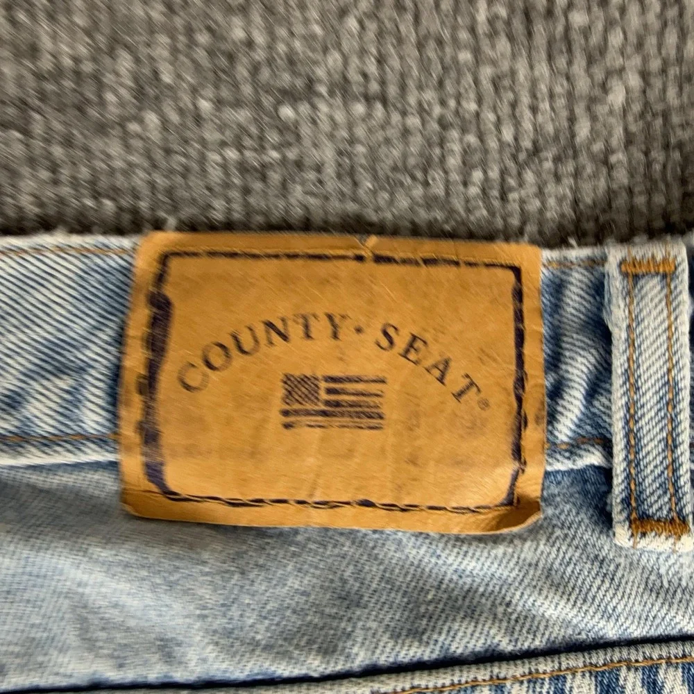 VTG County Seat Jeans Mens 34x32 Light Wash Blue Relaxed Fit Straight Leg Denim